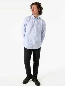 Ascot Sport Camicia da uomo in cotone a quadretti con maniche lunghe - azzurro
