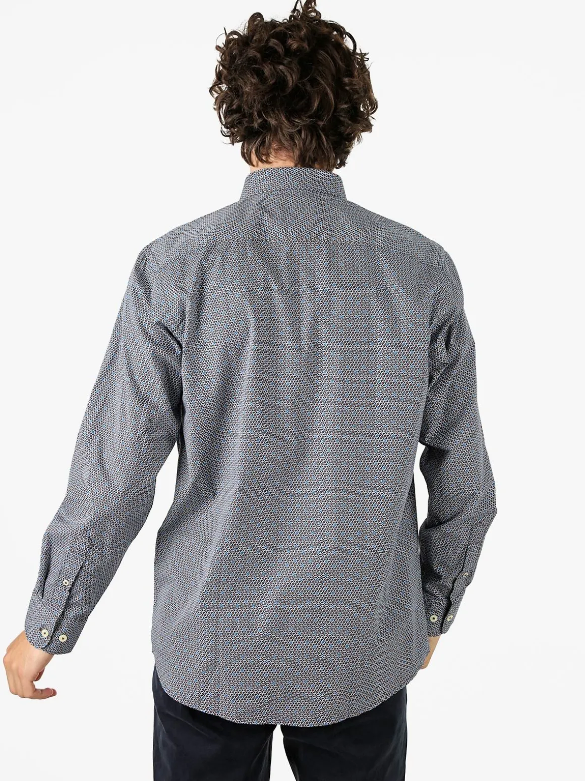 Ascot Sport Camicia da uomo in cotone a maniche lunghe con stampe - cielo