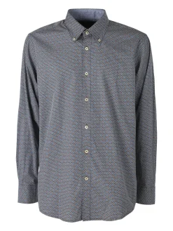 Ascot Sport Camicia da uomo in cotone a maniche lunghe con stampe - cielo