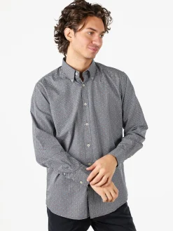 Ascot Sport Camicia da uomo in cotone a maniche lunghe con stampe - cielo