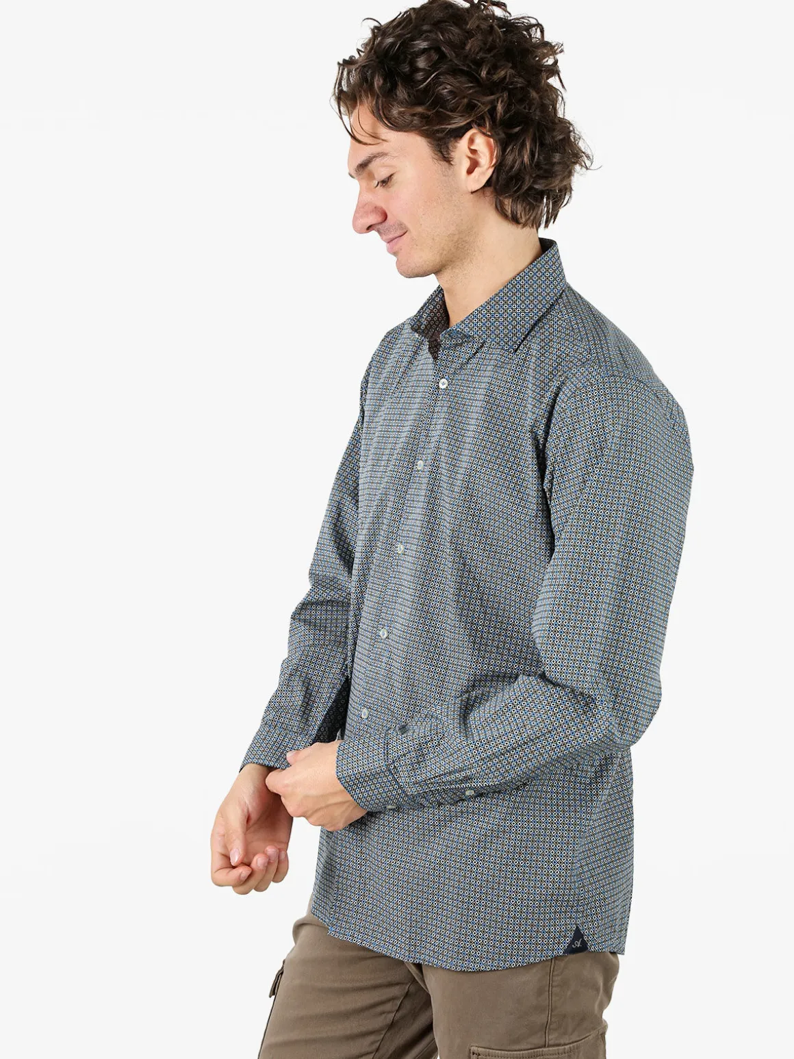 Ascot Sport Camicia da uomo in cotone a maniche lunghe con stampe - multicolore