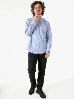 Ascot Sport Camicia da uomo rigata in cotone a maniche lunghe - azzurro