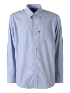 Ascot Sport Camicia da uomo rigata in cotone a maniche lunghe - azzurro