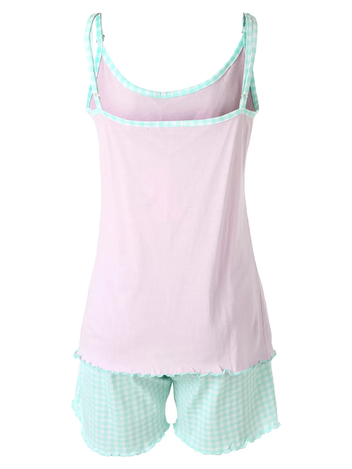 A Sette Pigiama corto da donna con spalline sottili e shorts a quadretti - rosa