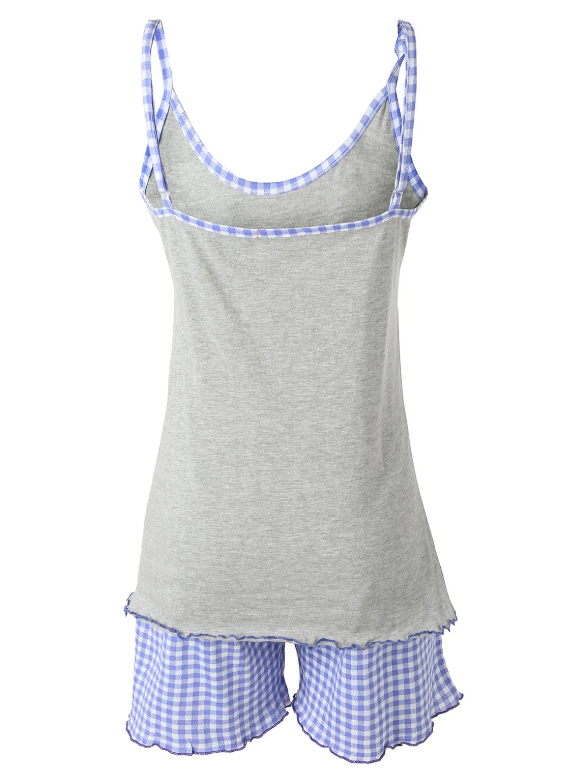 A Sette Pigiama corto da donna con spalline sottili e shorts a quadretti - grigio