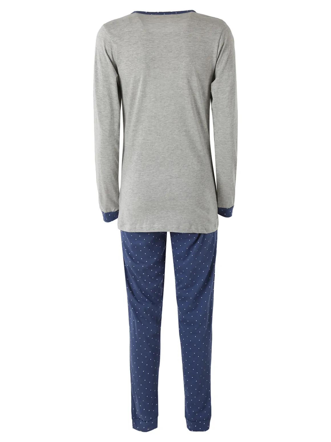 A Sette Pigiama lungo da donna in cotone con stampa orsacchiotto e pantaloni a pois - grigio