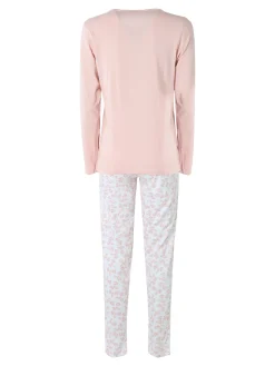 A Sette Pigiama lungo da donna in cotone con pantaloni fiorati - rosa