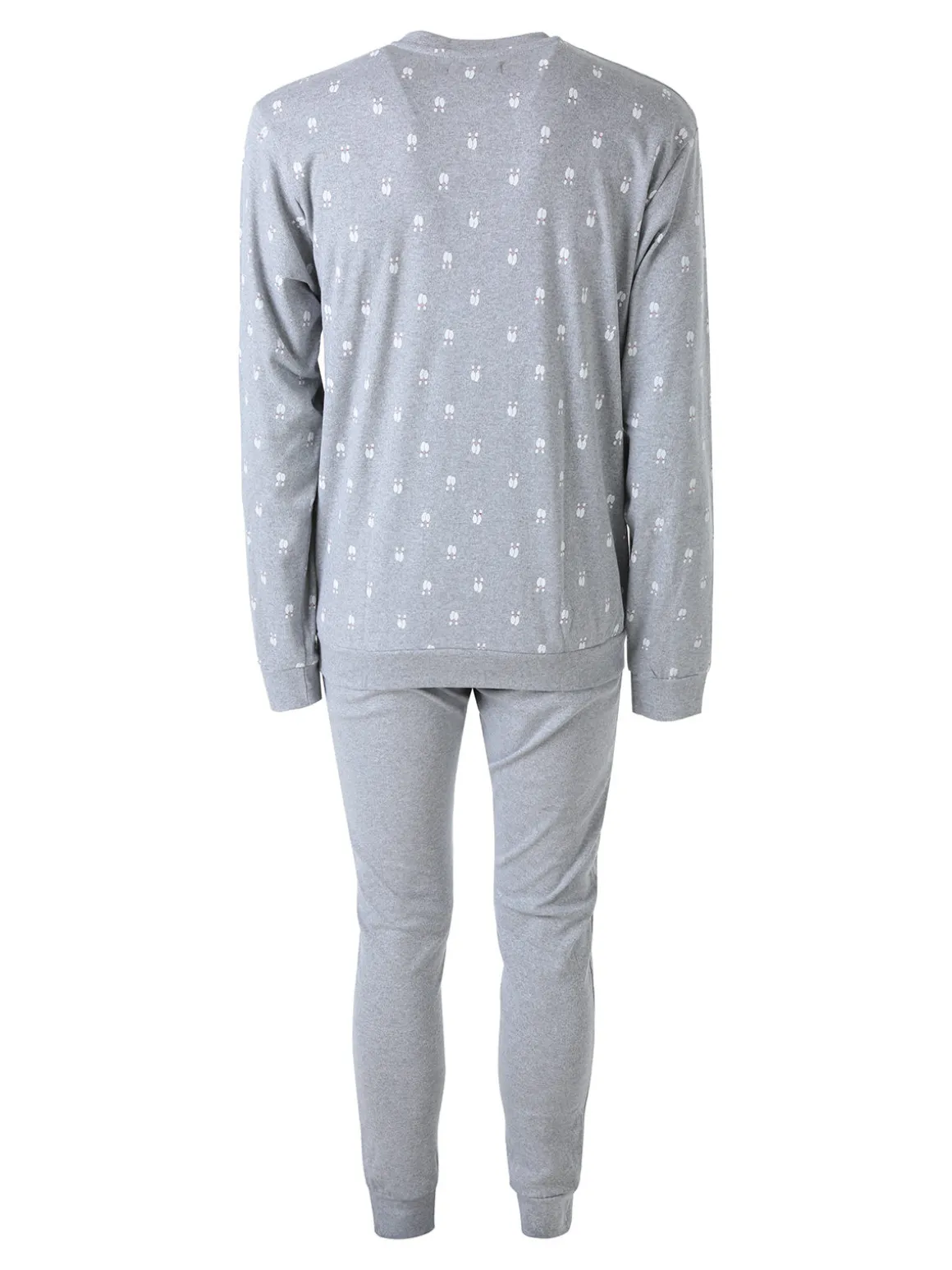 A Sette Pigiama lungo da uomo in cotone interlock con stampe birilli - grigio