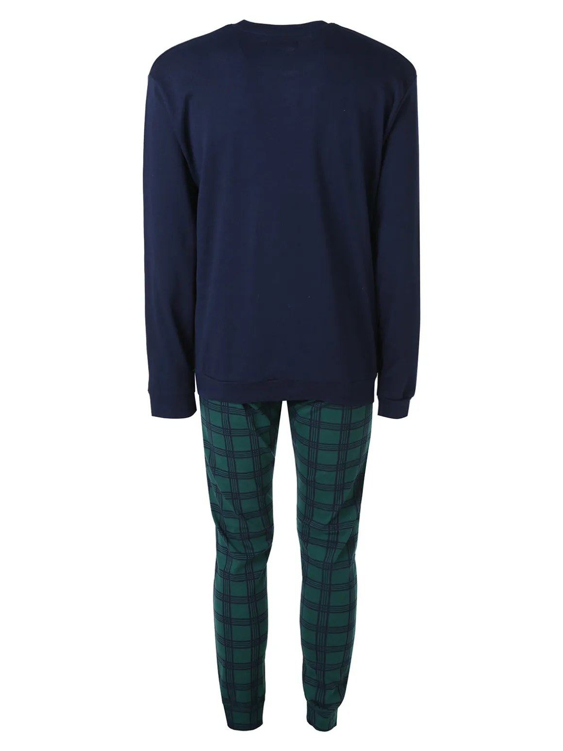A Sette Pigiama lungo da uomo in cotone interlock con pantaloni a quadri - blu