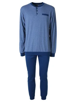A Sette Pigiama lungo da uomo in cotone interlock con stampa a cerchi - jeans