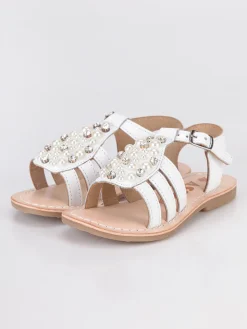 Asso Sandali bianchi con perle e strass