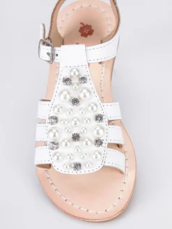 Asso Sandali bianchi con perle e strass