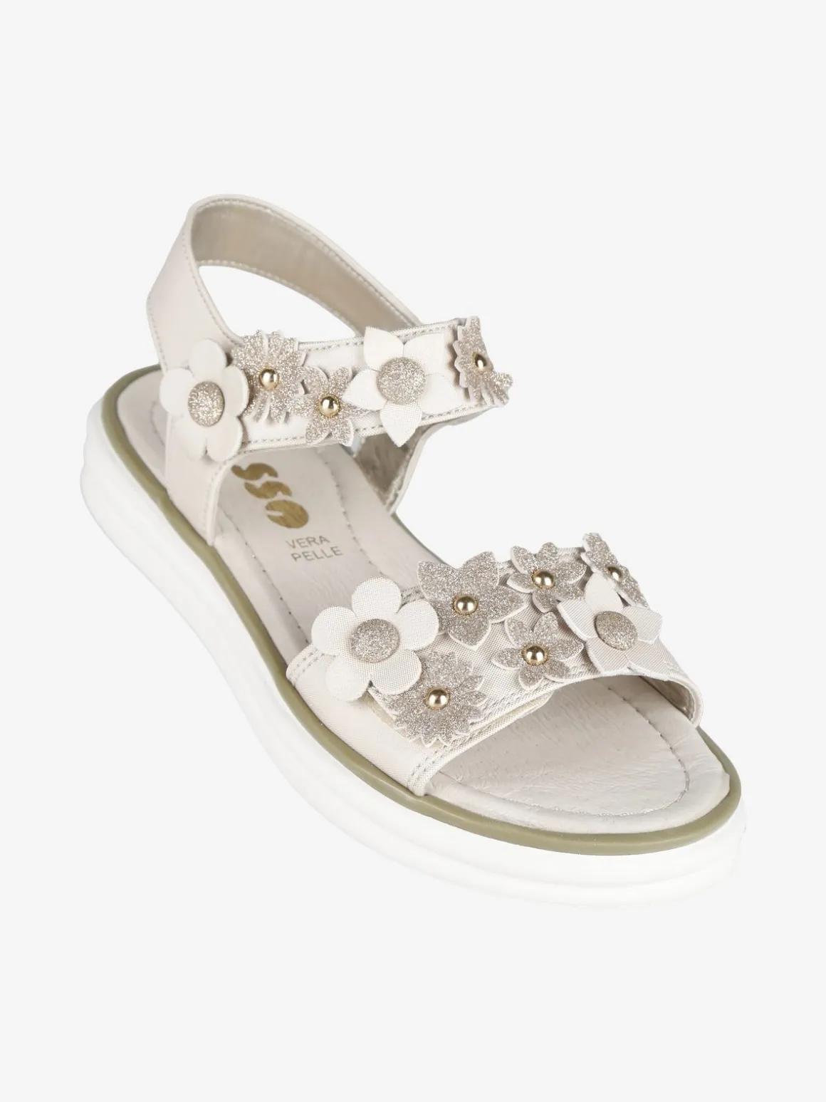 Asso Sandali da bambina con fiori e glitter