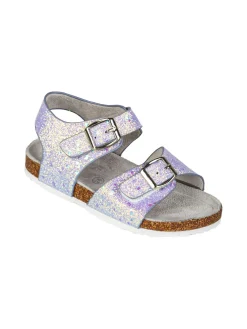 Asso Sandali glitter da bambina con doppia fibbia a strappo - lilla