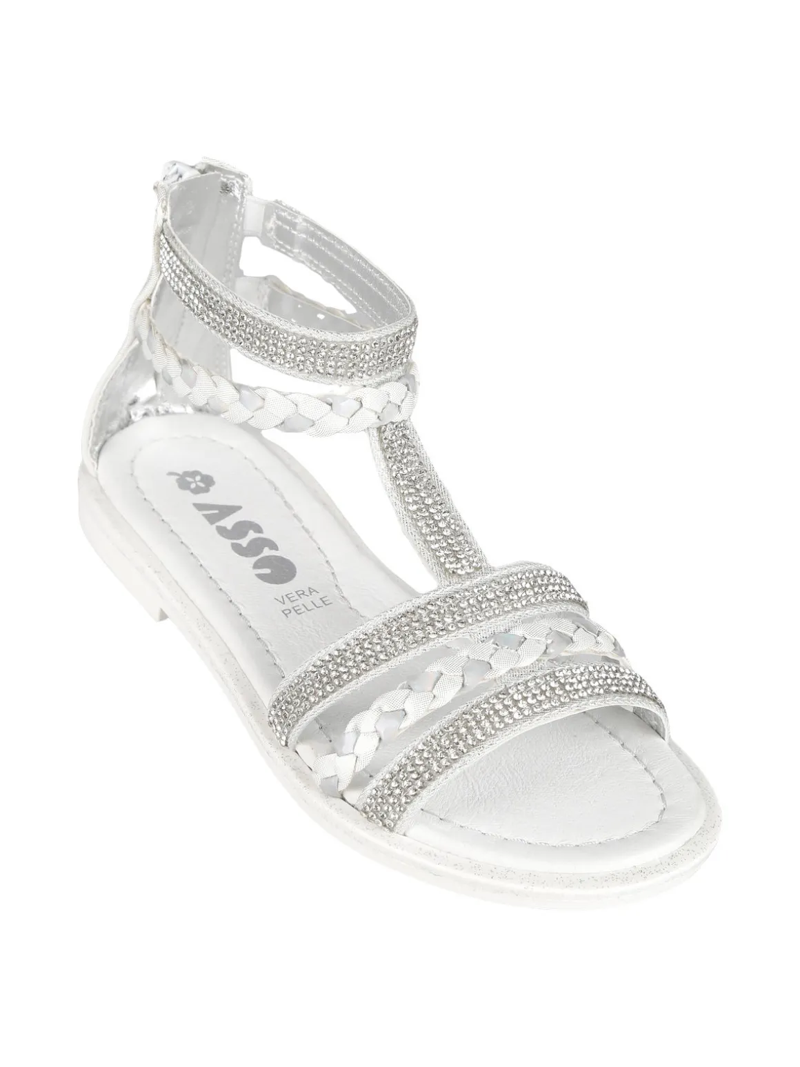 Asso Sandali intrecciati da ragazza con strass
