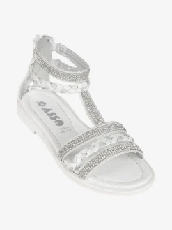 Asso Sandali intrecciati da ragazza con strass