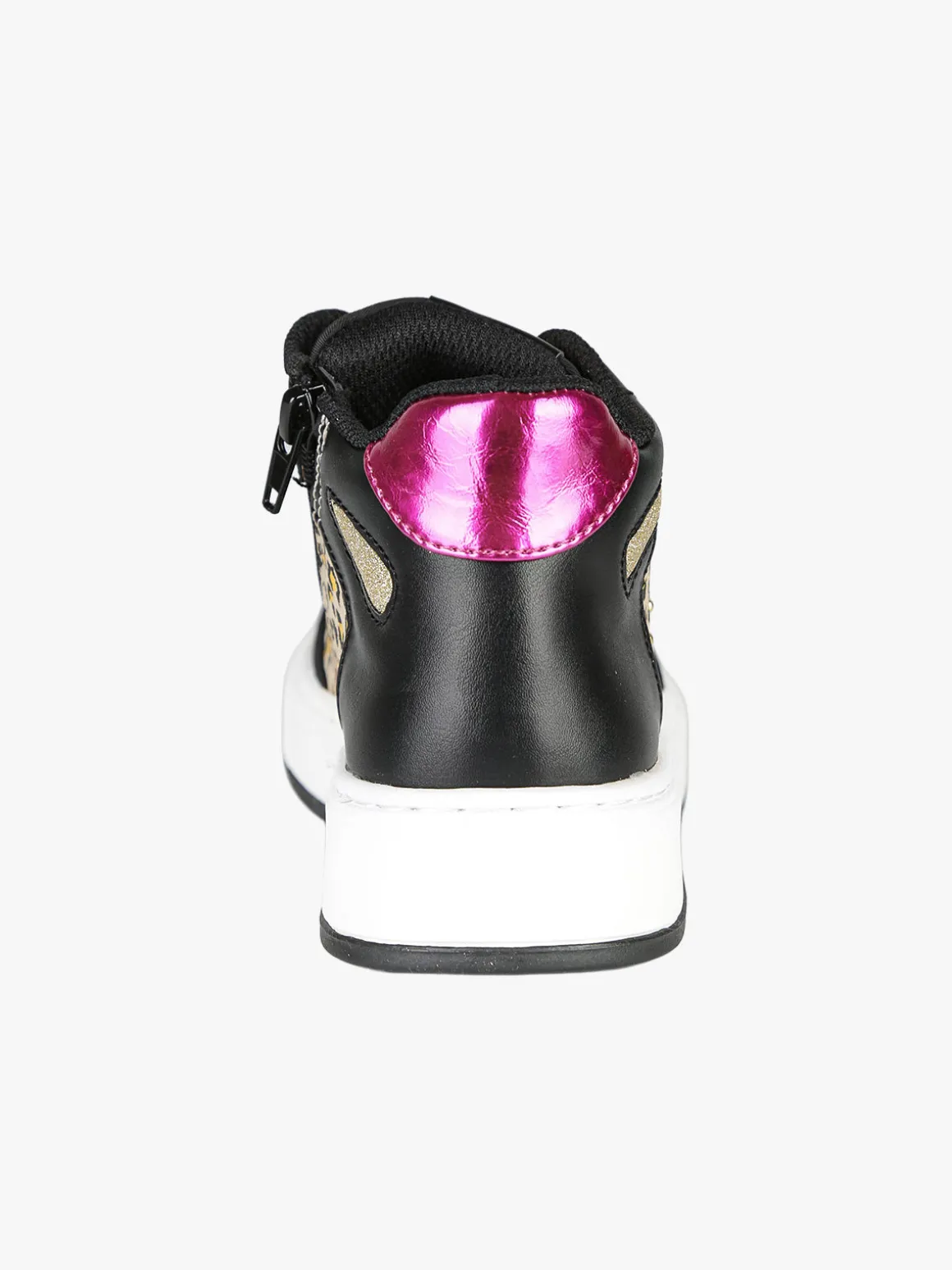 Asso Sneakers alte da ragazza con lacci e zip - nero