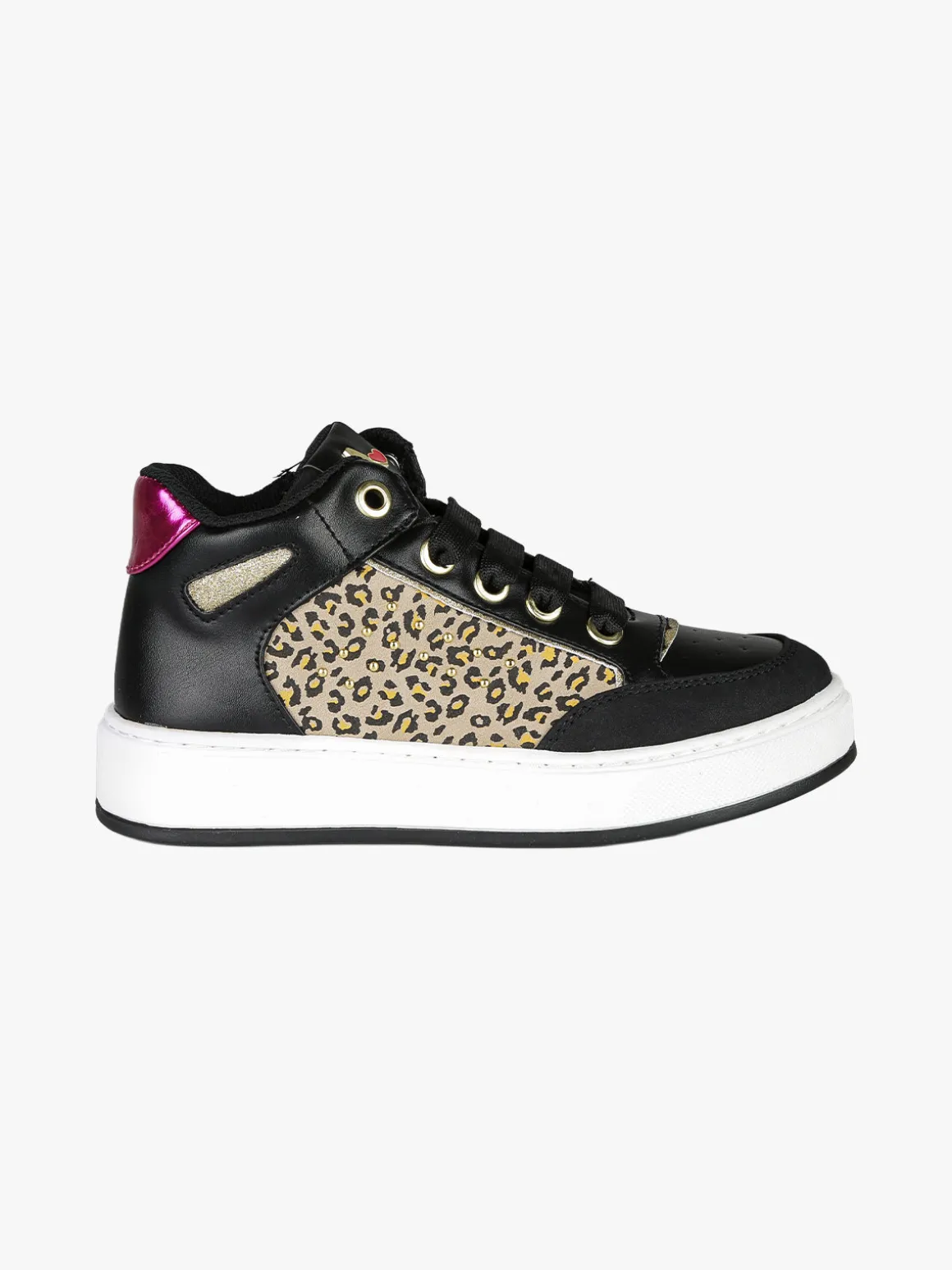 Asso Sneakers alte da ragazza con lacci e zip - nero