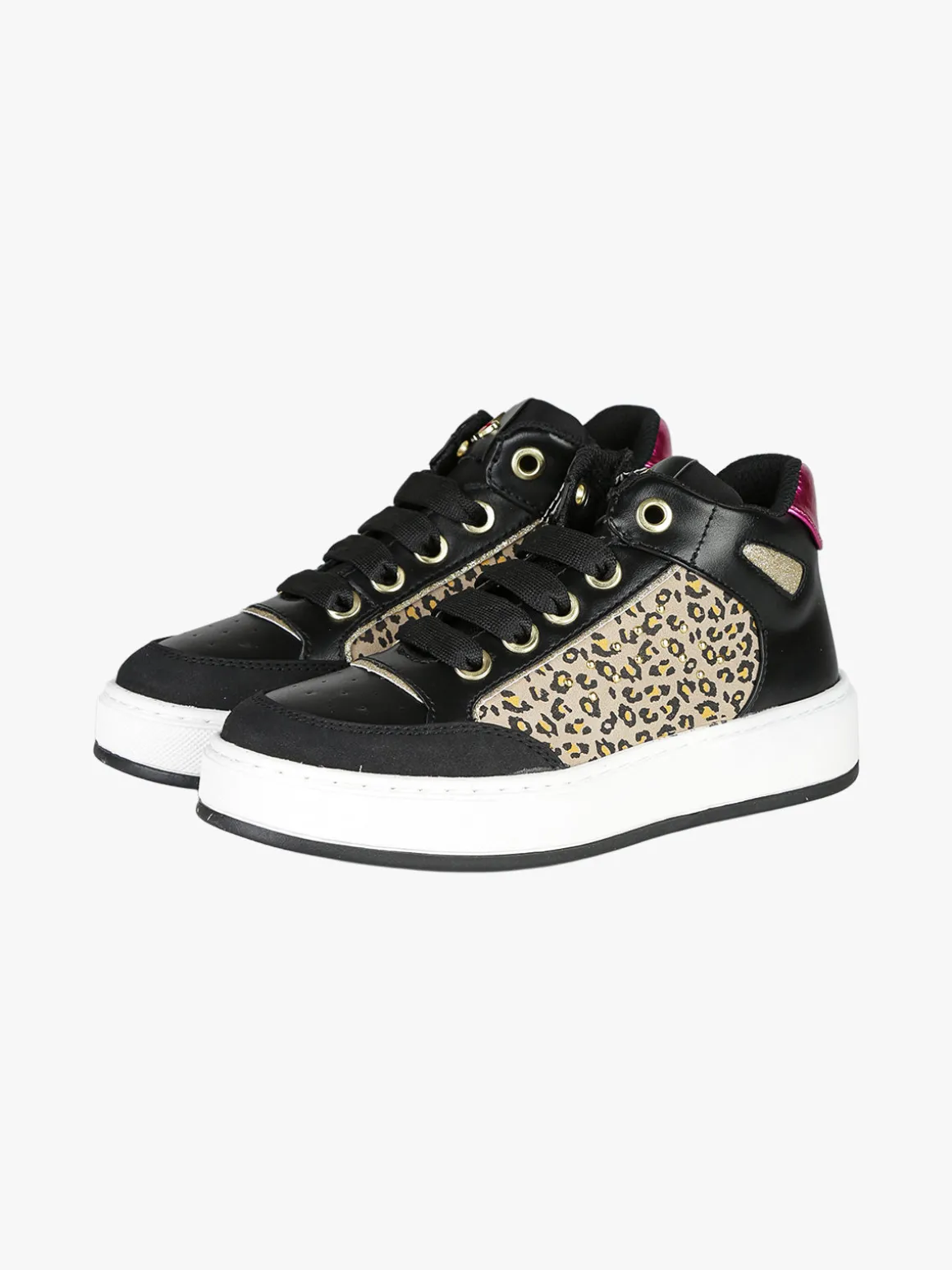 Asso Sneakers alte da ragazza con lacci e zip - nero