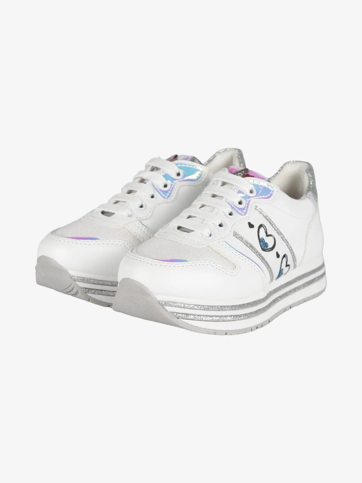 Asso Sneakers da bambina con platform e glitter