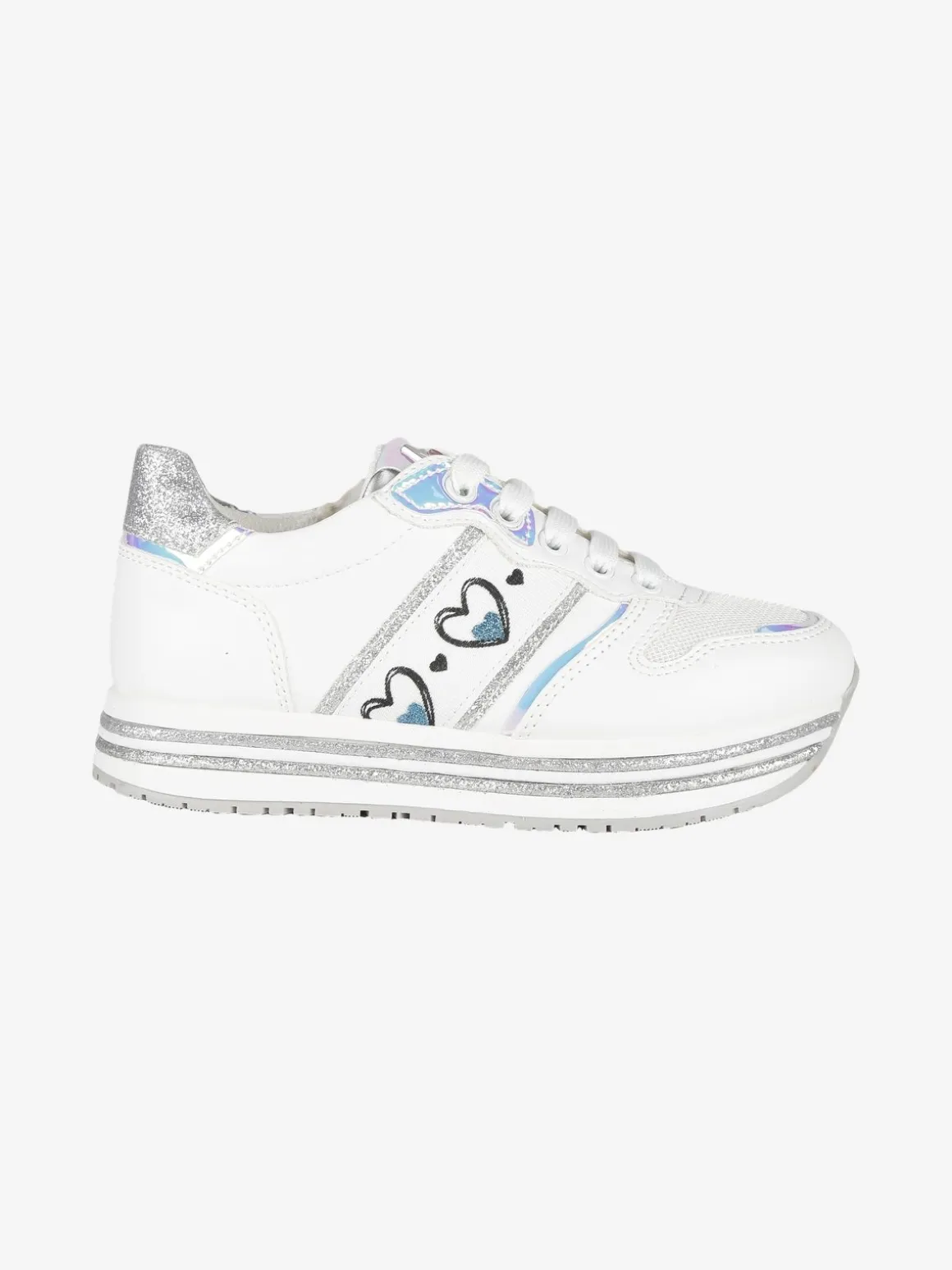 Asso Sneakers da bambina con platform e glitter