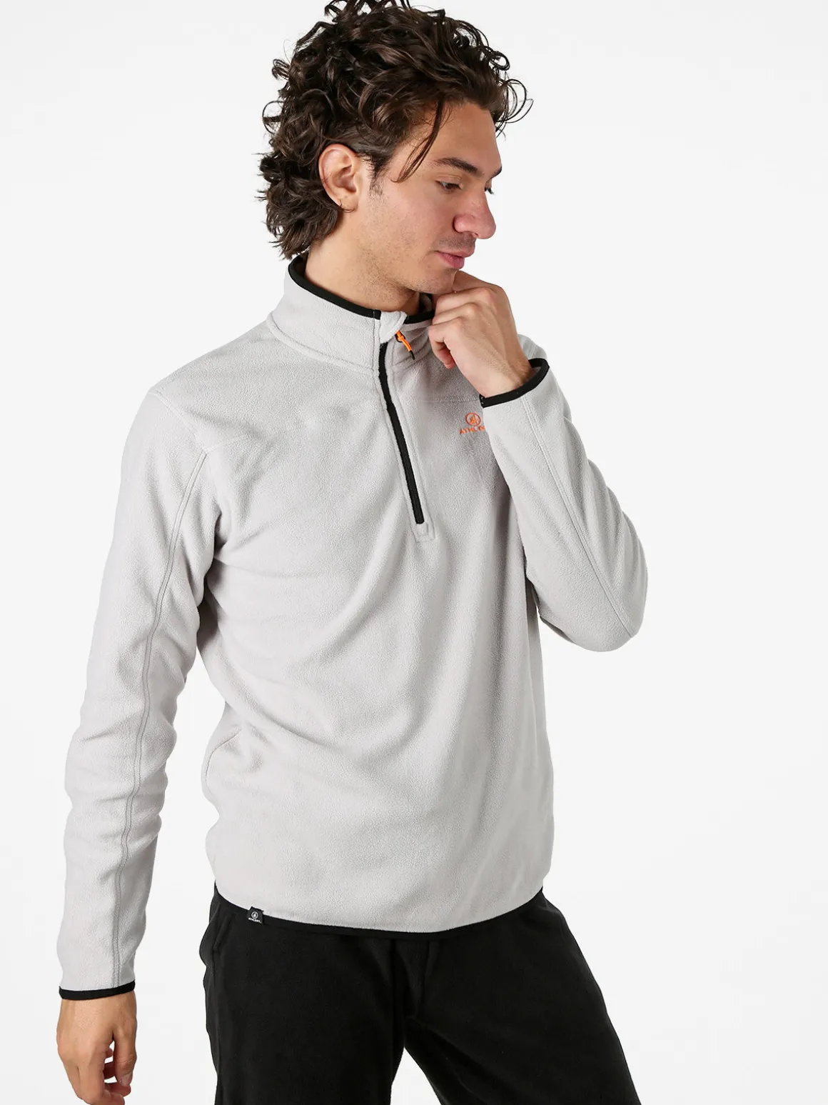 Athl Dpt Felpa da uomo mezza zip in micropile con bordi a contrasto - grigio
