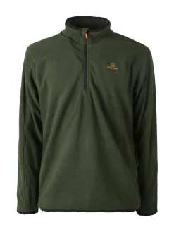 Athl Dpt Felpa da uomo mezza zip in micropile con bordi a contrasto - verde