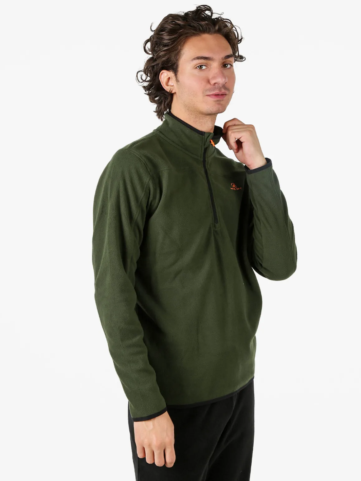 Athl Dpt Felpa da uomo mezza zip in micropile con bordi a contrasto - verde