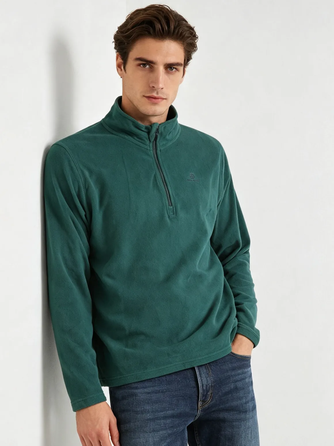 Athl Dpt Felpa da uomo mezza zip in micropile - verde