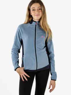 Athl Dpt Felpa donna bicolore in micropile con zip intera - azzurro