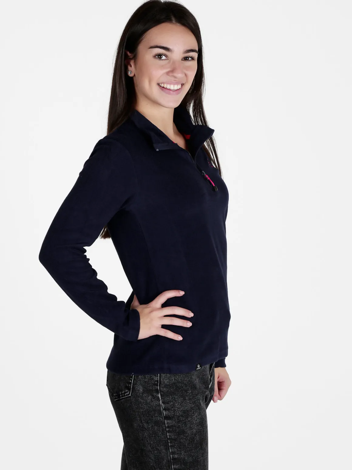 Athl Dpt Felpa donna in micropile mezza zip