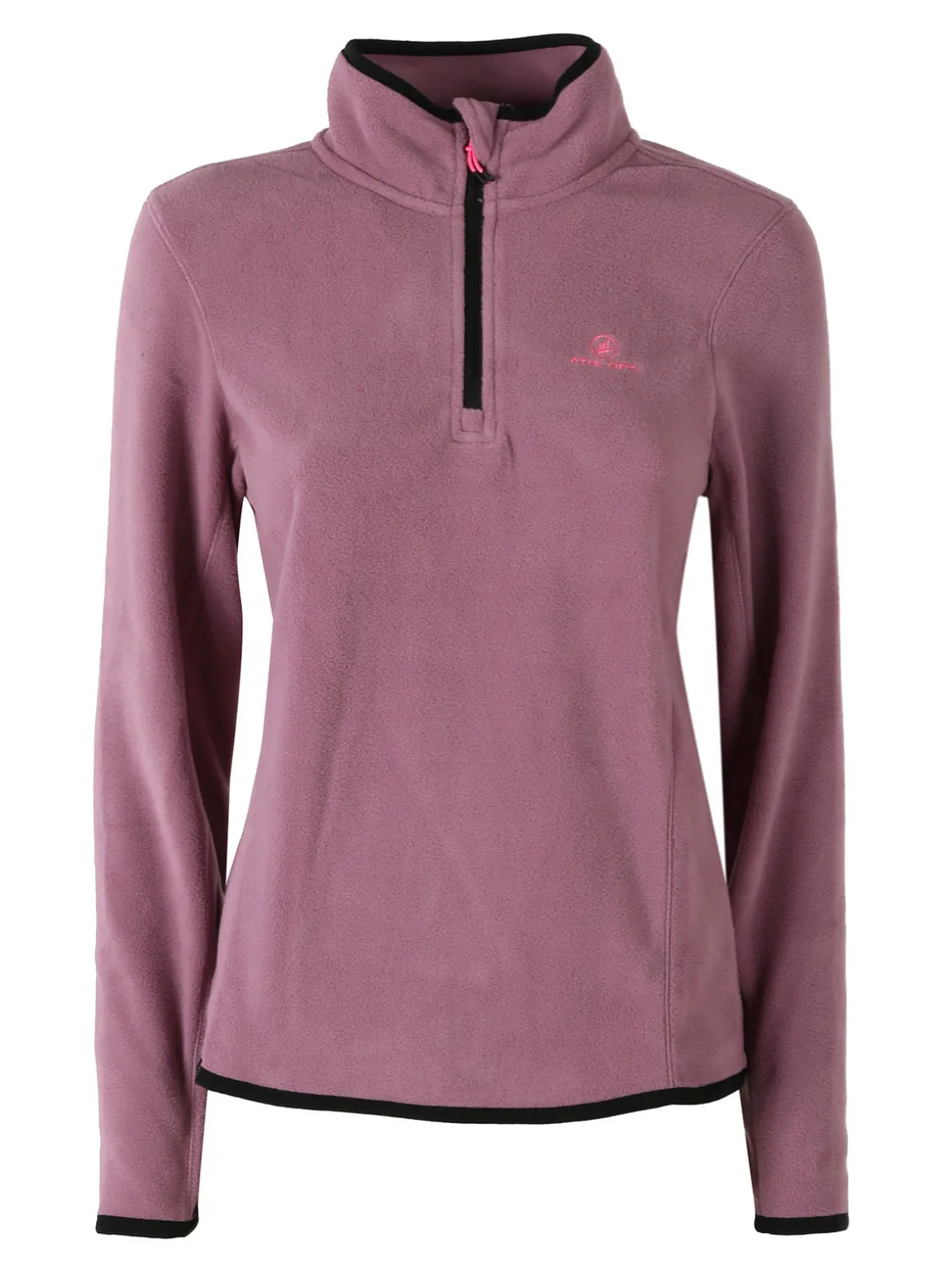 Athl Dpt Felpa donna mezza zip in micropile - lilla