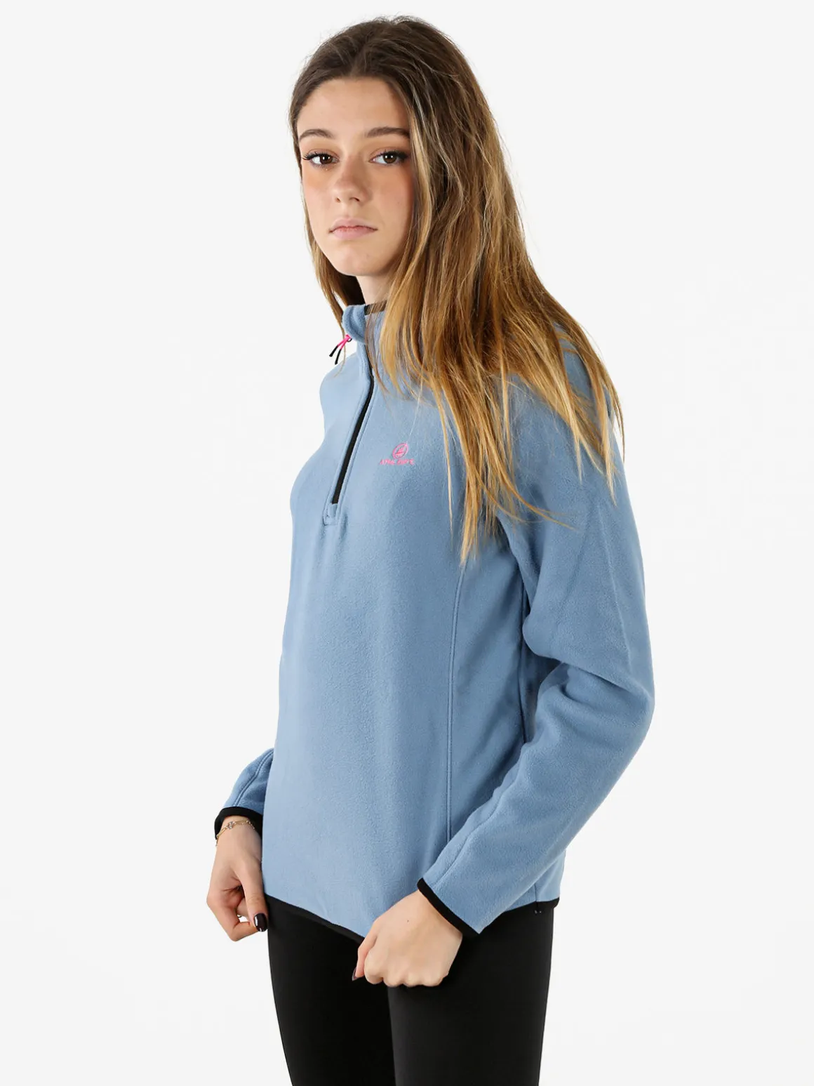 Athl Dpt Felpa donna mezza zip in micropile - bianco