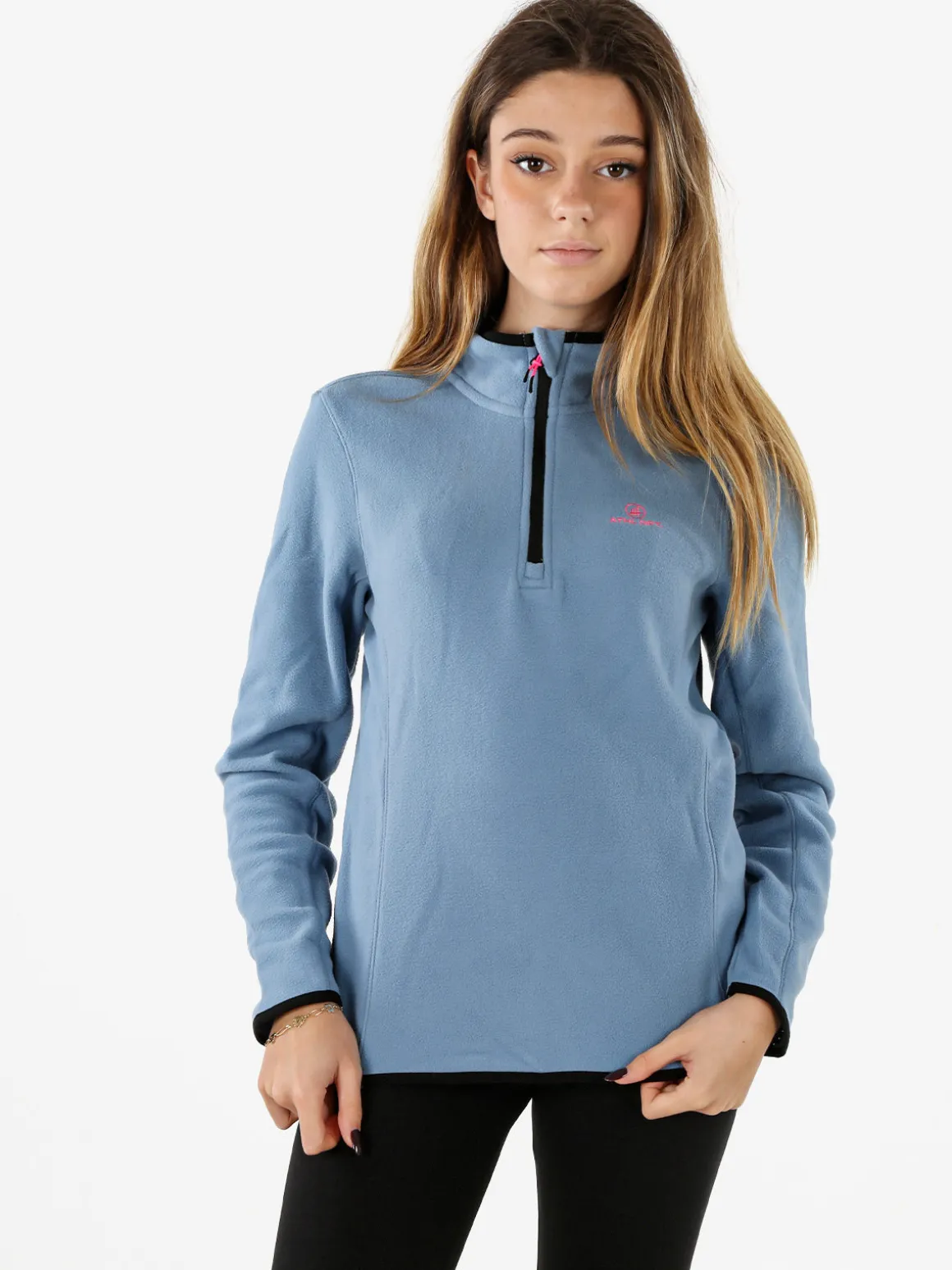 Athl Dpt Felpa donna mezza zip in micropile - bianco