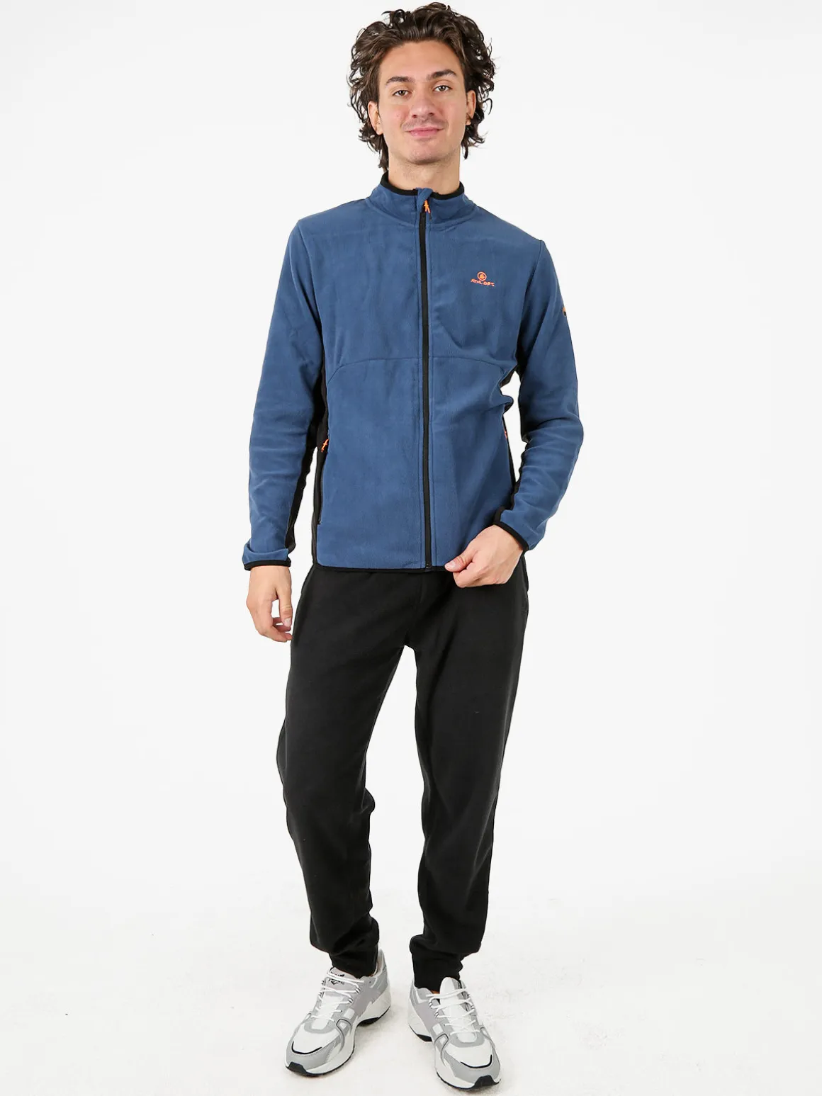 Athl Dpt Felpa uomo full zip in micropile con bordi a contrasto - cielo