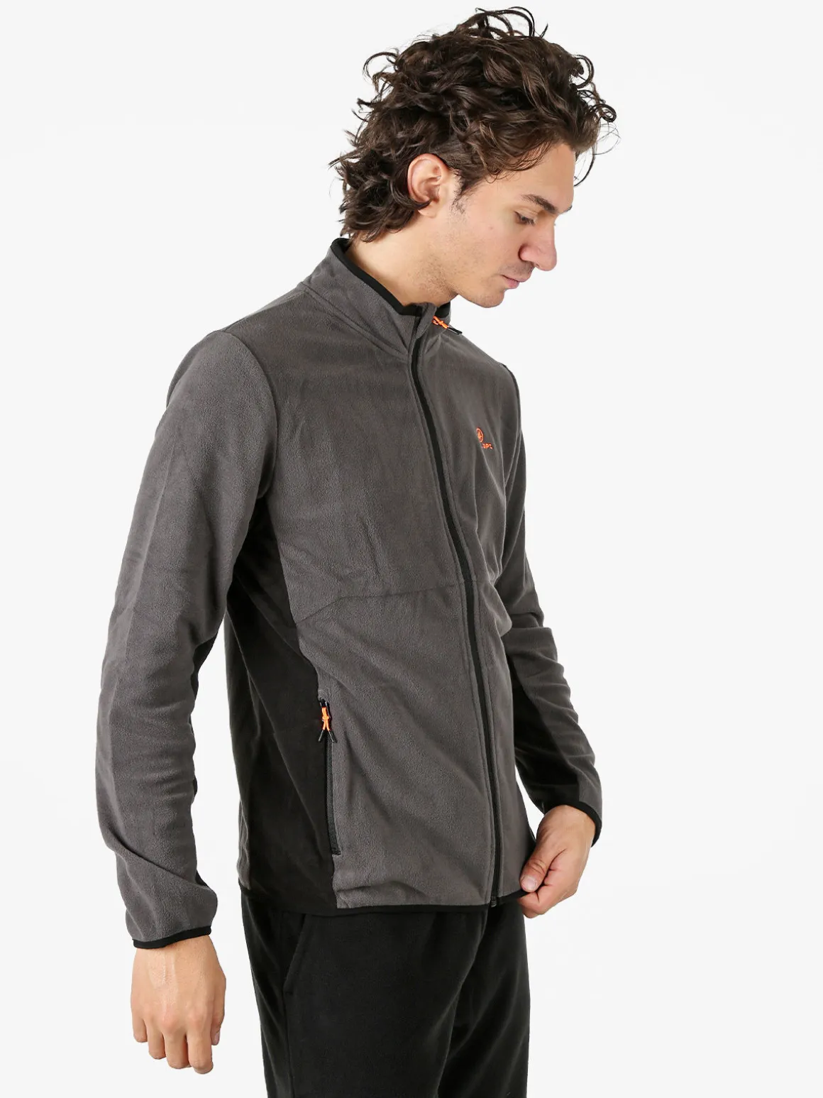 Athl Dpt Felpa uomo full zip in micropile con bordi a contrasto - antracite
