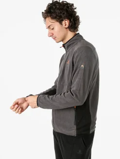 Athl Dpt Felpa uomo full zip in micropile con bordi a contrasto - antracite