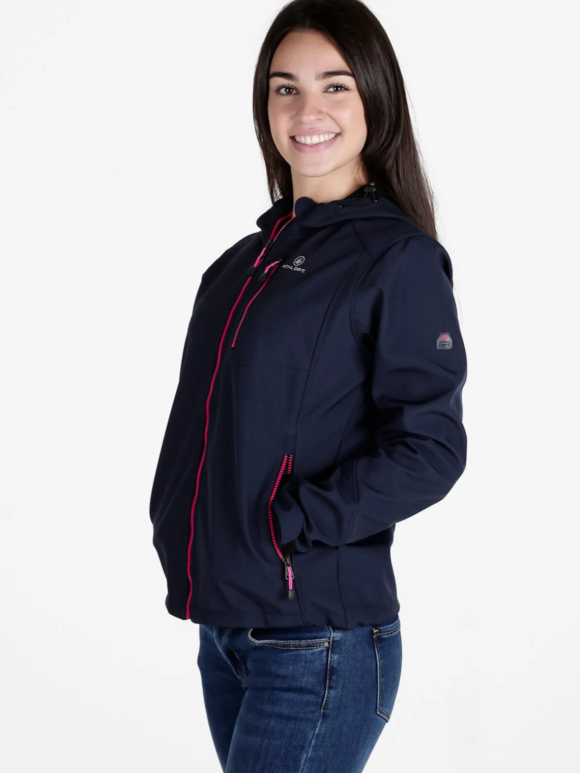 Athl Dpt Giacca impermeabile da donna con cappuccio e interno in pile