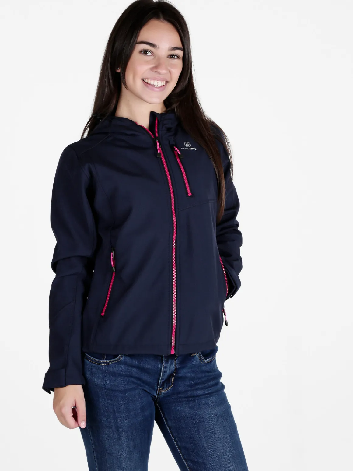 Athl Dpt Giacca impermeabile da donna con cappuccio e interno in pile
