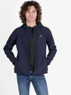 Athl Dpt Giacca impermeabile da uomo con cappuccio e interno in pile