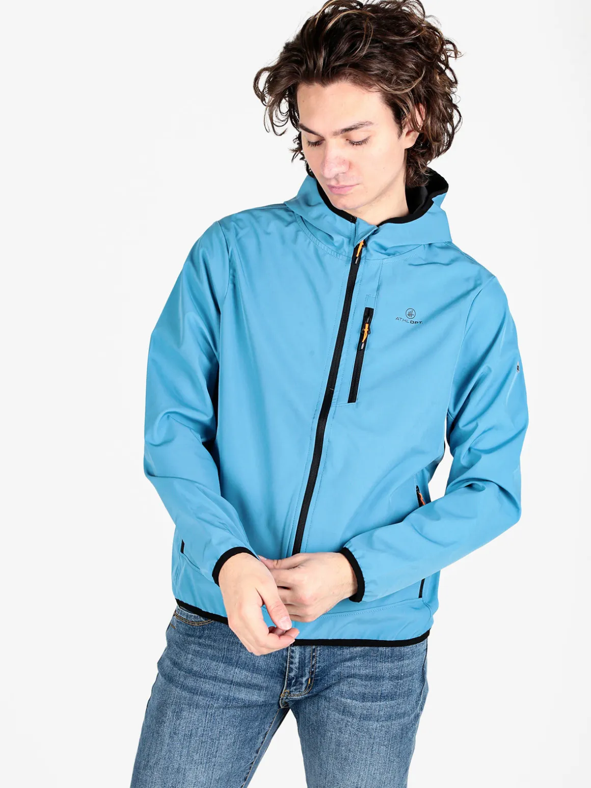 Athl Dpt Giacca sportiva da uomo impermeabile con cappuccio e zip