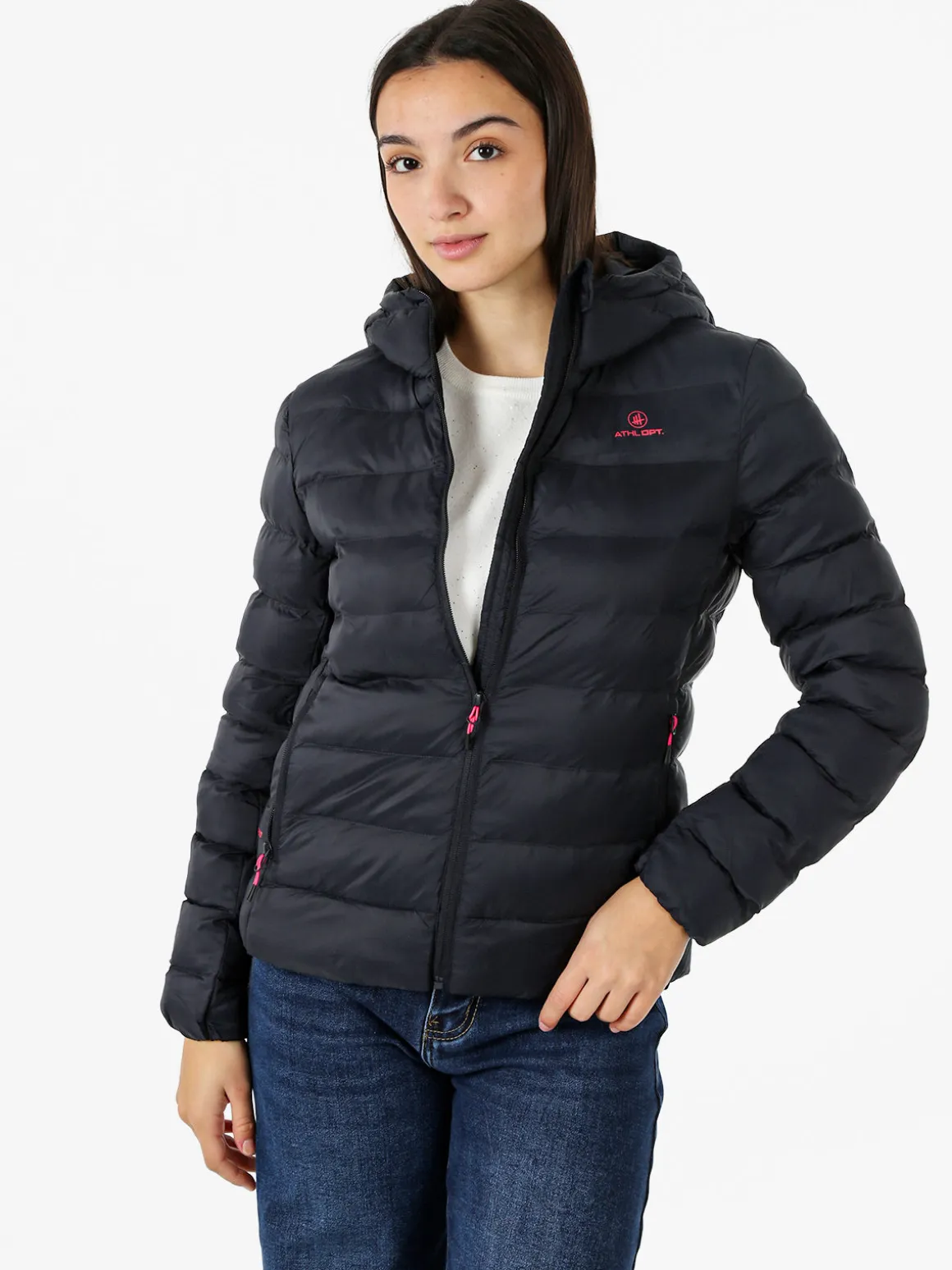 Athl Dpt Giubbino donna 100 grammi con cappuccio e zip - blu scuro