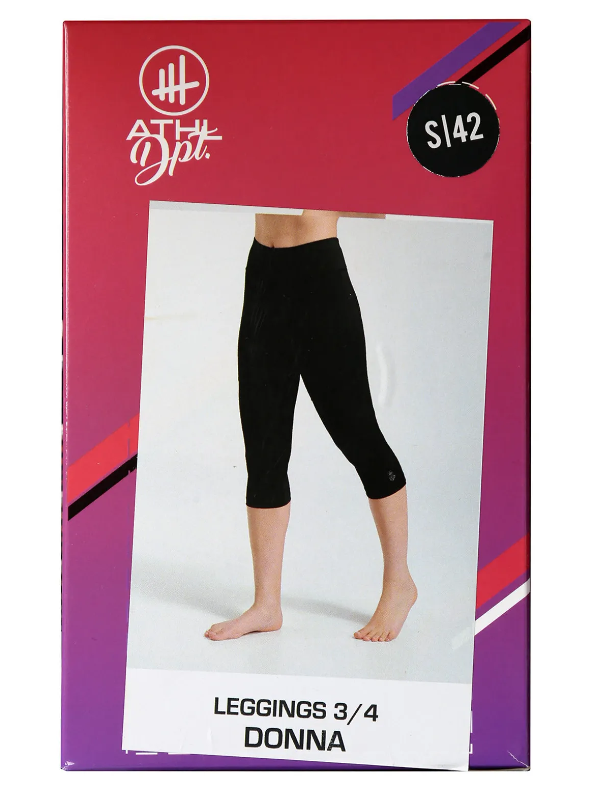 Athl Dpt Leggings donna tre quarti sportivi elasticizzati - nero