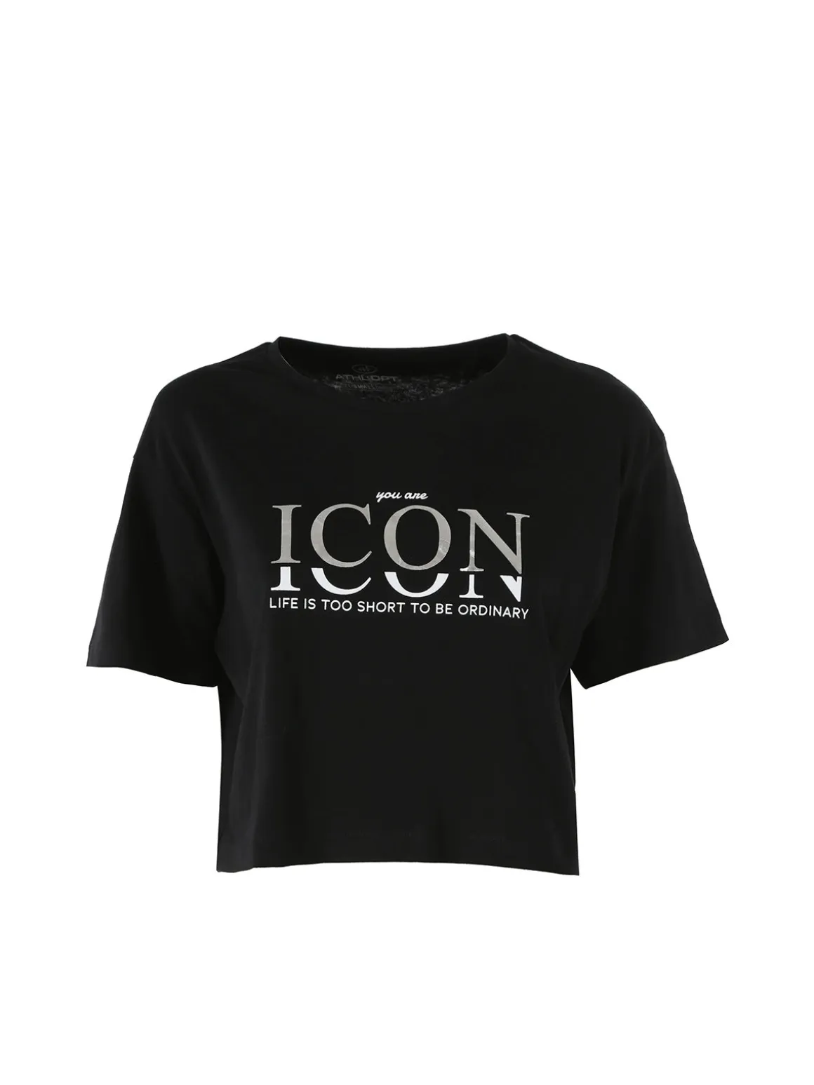 Athl Dpt T-shirt donna cropped in cotone con stampa - nero