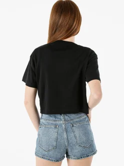Athl Dpt T-shirt donna cropped in cotone con stampa - nero