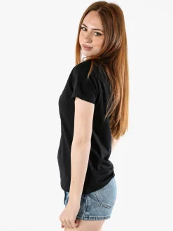 Athl Dpt T-shirt donna in cotone con stampa argento - nero