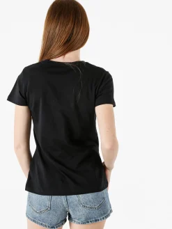 Athl Dpt T-shirt donna in cotone con stampa argento - nero