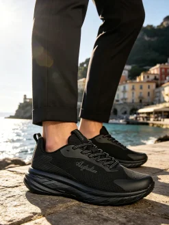 Australian ALPHA Sneakers uomo sportive con suola alta - nero