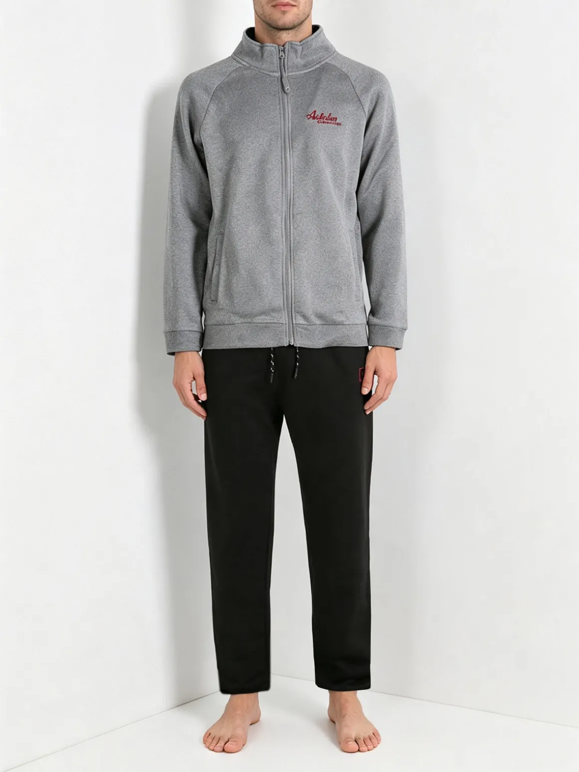Australian Completo tuta da uomo 2 pezzi full zip con interno felpato - grigio