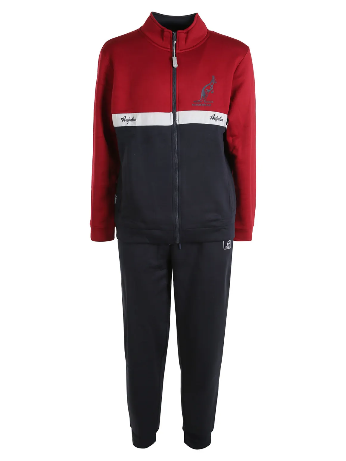 Australian Completo tuta 2 pezzi da uomo full zip con interno felpato - bordeaux